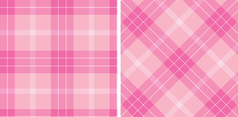 Spring Deep Bubblegum & Vivid Light Pink Seamless Tartan Fabric Design