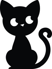 Funny cat vector silhouette in pose