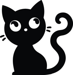 Funny cat vector silhouette in pose