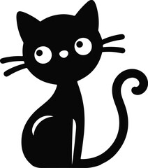 Funny cat vector silhouette in pose