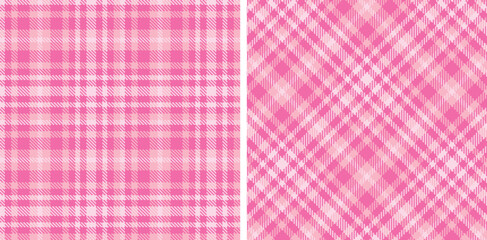 Spring Seamless Tartan featuring Deep Bubblegum and Pastel Light Pink Fabric Design