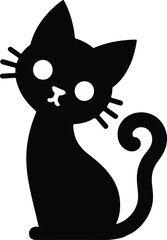 Funny cat vector silhouette in pose