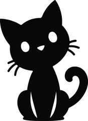 Funny cat vector silhouette in pose