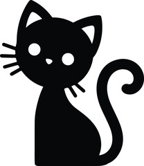Funny cat vector silhouette in pose