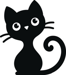 Funny cat vector silhouette in pose
