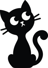 Funny cat vector silhouette in pose