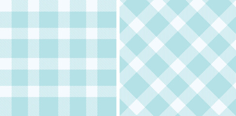 Neon Pale Grey Seamless Tartan with Warm Pale Sky Blue accents Fabric Design