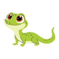 Cute cartoon lizard on a white background. Vector illustration for children.