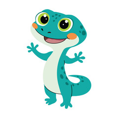 Cute cartoon lizard on a white background. Vector illustration for children.