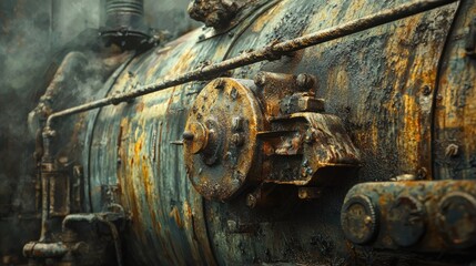 Rusty Relic: A Close-Up of an Aged Steam Locomotive