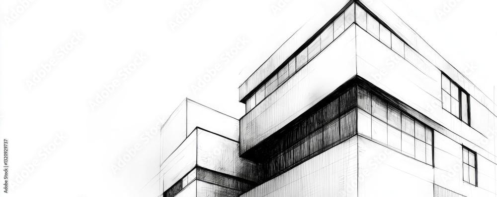 Poster ink illustration abstract background concept. minimalist architectural design featuring angular shap