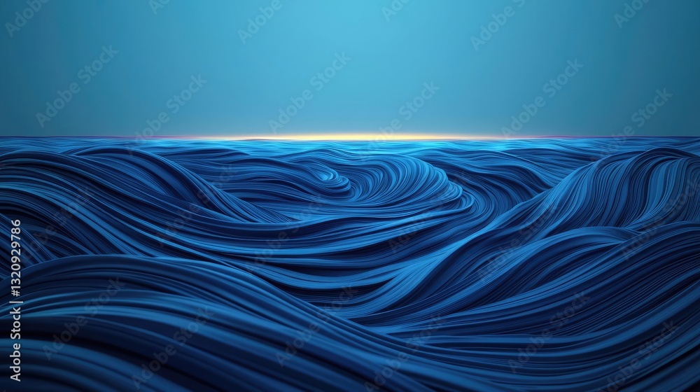 Poster seascape abstract background idea. dynamic waves under a serene blue atmosphere evoke tranquility an