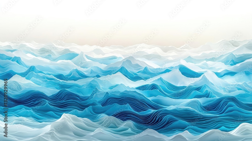 Poster seascape abstract background idea. abstract depiction of ocean waves in shades of blue, evoking tran
