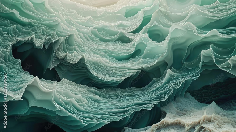 Poster seascape abstract background idea. abstract ocean waves blending green and blue shades, creating a s
