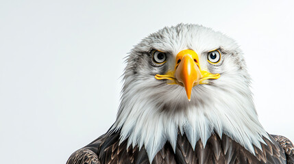 Fototapeta premium Close-up portrait of a majestic eagle showcasing its intense gaze and detailed feathers. isolated on white background.