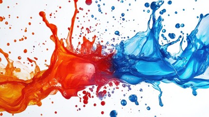 Explosive paint droplets suspended in a lowpoly abstract space, highenergy design