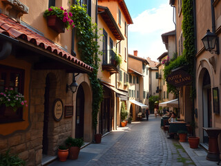 Fototapeta premium narrow street in the old town of dubrovnik croatia