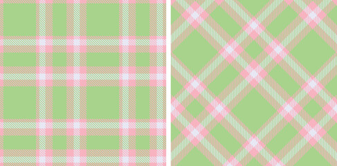 Spring Seamless Tartan featuring Warm Soft Pink and Warm Mint Green Fabric Design