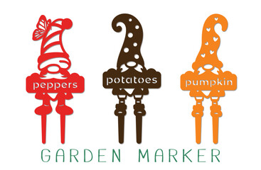 Set of Vegetable Garden Markers - pepper, potato,pumpkin