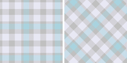 Metallic Silver and Vivid Pale Grey Seamless Tartan Fabric Design
