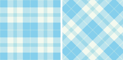 Spring Seamless Tartan featuring Pale Pale Sky Blue and Metallic Light Blue Fabric Design