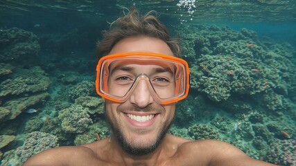 Fototapeta premium woman snorkeling in the sea