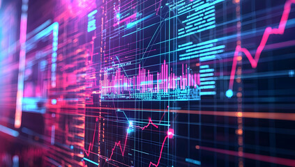 Fototapeta premium Futuristic tech backdrop with interconnected lines and graphics, creating a captivating digital network visual.