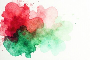 Obraz premium Abstract Red and Green Watercolor Wash Design Showing a Vibrant Blend of Colors on White Background