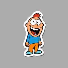 Fototapeta premium Funny cartoon sticker, Cartoon character Vector, Color vector illustration, Cheerful cartoon, perfect for kids' designs.