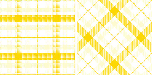 Dark White Seamless Tartan with Warm Sunflower Yellow accents Fabric Design