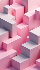 Subtle pink and grey geometric shapes repeat seamlessly , surface, art