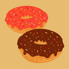 Set of flat vector cartoon donuts for cafe, menu, restaurants, menus, fabrics, websites