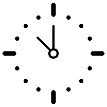 Minimalist Analog Clock Showing 11:50 &ndash; Black and White Vector Illustration Concept