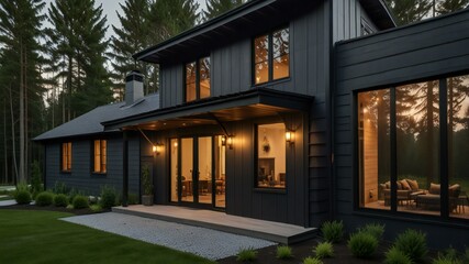 wooden house in the forest very good looking view