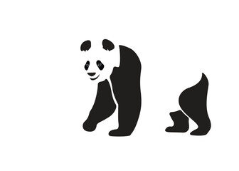 Black and white panda. Vector illustration of panda bear, isolated on white background.