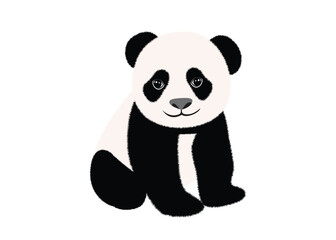 Cute black and white panda cub. Vector illustration of panda bear, isolated on white background.