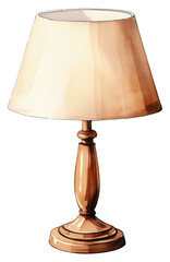 Obraz premium Watercolor illustration of a wooden lamp isolated on transparent background.