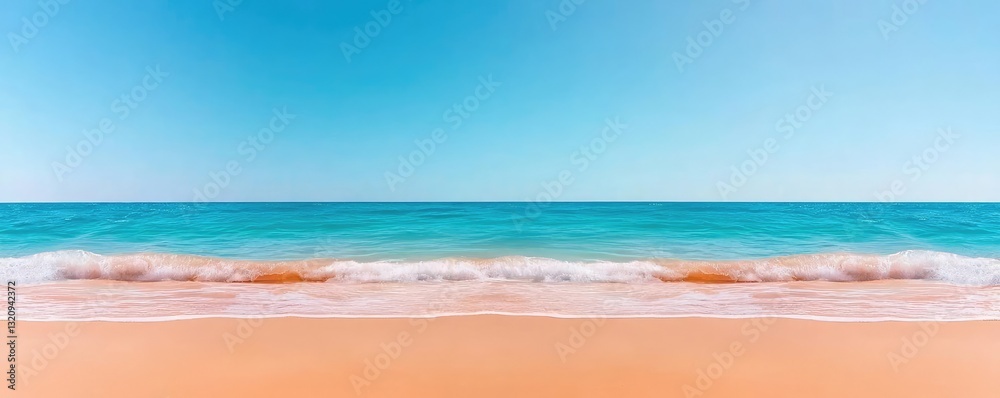 Poster waterscape abstract background idea. scenic beach view with clear blue sky and gentle ocean waves on