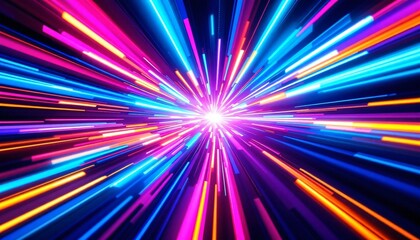 Obraz premium Abstract colorful background with neon rays of light