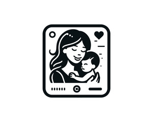 Happy Mother's Day Logo Design Vector Template. Silhouette Mother and Child Logo.