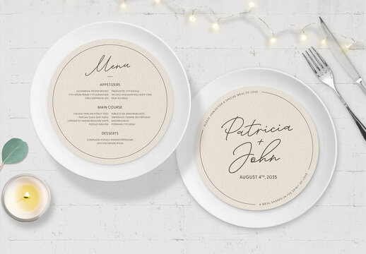 Wedding Menu Layout Circle Plate Menu Layout
