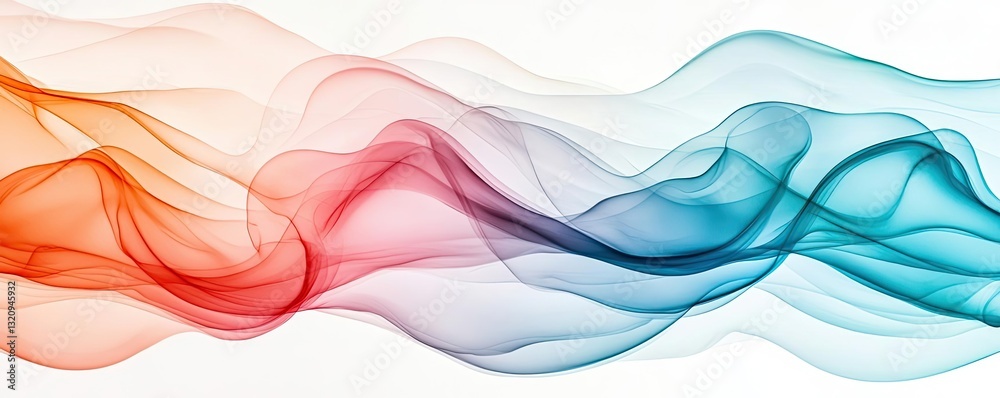 Poster Ink illustration abstract background concept. Colorful abstract waves create a smooth flowing design in vibrant hues.