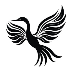 Obraz premium modern tribal tattoo hummingbird silhouette vector illustration art, abstract line art of animals Vector