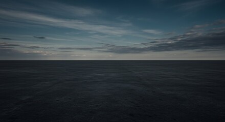 Vast dark landscape serene under moody twilight sky. AI Generated