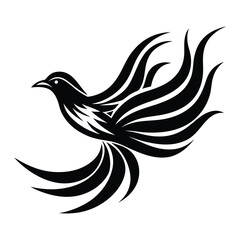 Obraz premium modern tribal tattoo hummingbird silhouette vector illustration art, abstract line art of animals Vector