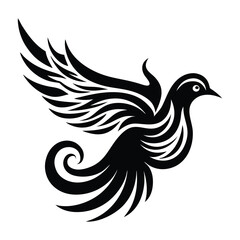 modern tribal tattoo hummingbird silhouette vector illustration art, abstract line art of animals Vector
