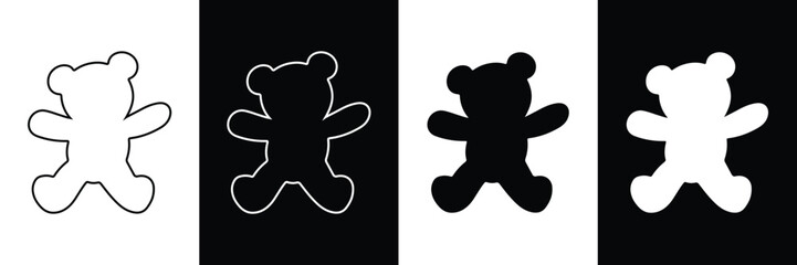 Teddy bear silhouette black and white icon