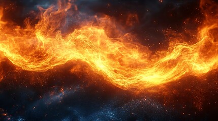 Dynamic fire flames curling and flickering with glowing warmth on a black background