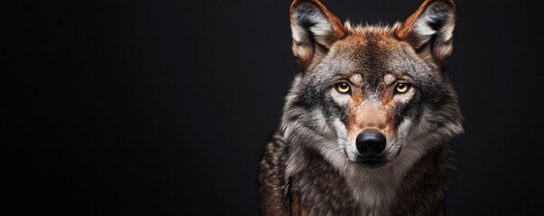 Obraz premium A close up studio portrait of a beautiful wolf animal