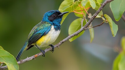 Obraz premium Vibrant Asian Paradise Flycatcher Perched on Branch